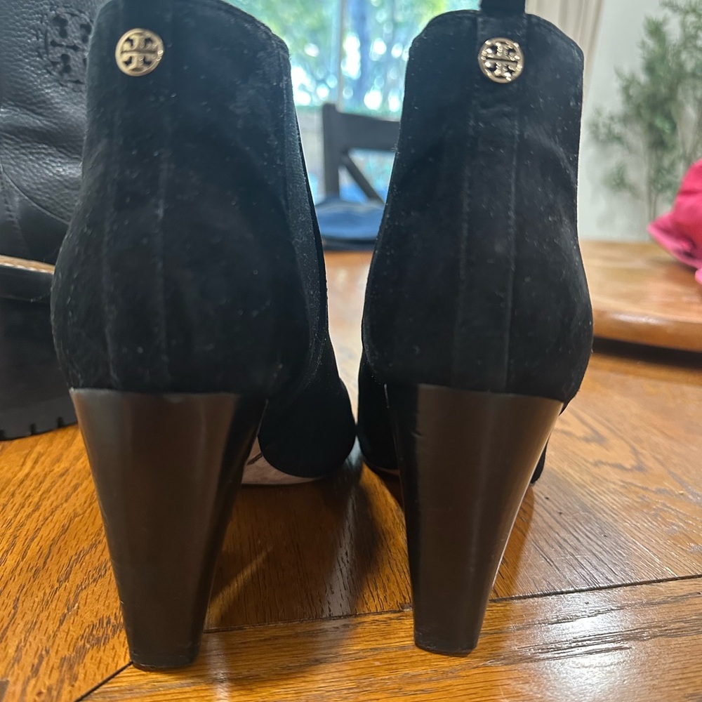 Tory Burch Black Suede Wedge Heels